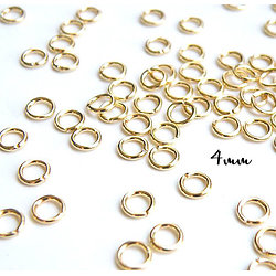 25 anneaux ronds à ouvrir en métal doré 4mm