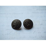 2 boutons gravés de motifs floraux en métal couleur bronze 17mm