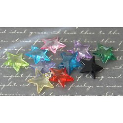 10 breloques étoiles multicolores et transparentes en acrylique 18x18mm