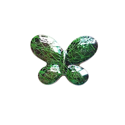 Superbe grande perle papillon en acrylique scintillant vert 45x34x7mm