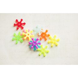 20 perles flocon de neige en acrylique multicolores 15mm