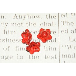 5 fleurs corolle rouge en acrylique transparent 12x7mm