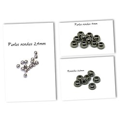 Perles en acier inoxydable argenté 2,4mm / 4mm / 5x3mm