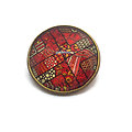 Mini broche / badge en métal bronze et dôme de verre - motifs Batik