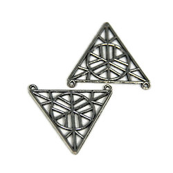 2 grands connecteurs triangle en métal argenté 34x32mm