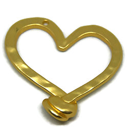 Grand pendentif coeur martelé en métal doré 49x48mm