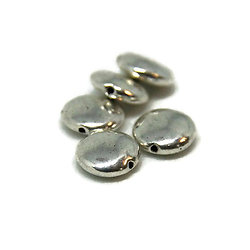 5 perles palets en métal argenté 9mm
