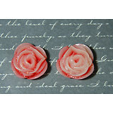 2 appliques rose en fleur en résine rouges et roses à paillettes 21mm