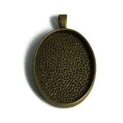 Support de pendentif pour cabochon ovale en métal couleur bronze 25x40mm