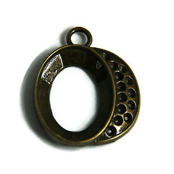 Support de pendentif pour cabochon ovale en métal couleur bronze 38x31mm