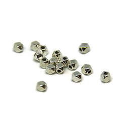 10 petites perles hexagonales en métal argenté 3mm