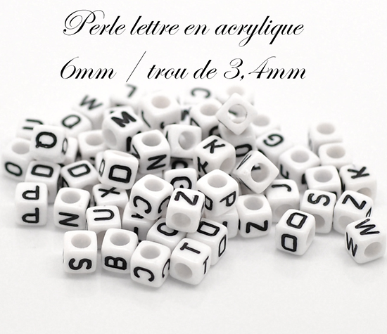 Perle lettre / alphabet en acrylique 6mm