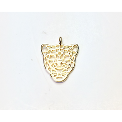 Breloque / pendentif tête de léopard en métal doré 12x15mm