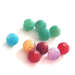 10 perles rondes d'agate veinée - couleurs aléatoires 8mm