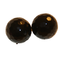 2 perles rondes d'onyx à facettes noires 14mm