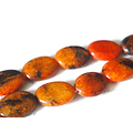 3 perles d'agate veinée et marbrée brun orangé 18x13mm