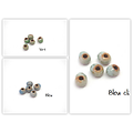 5 perles en céramique craquelée base gris clair 6mm