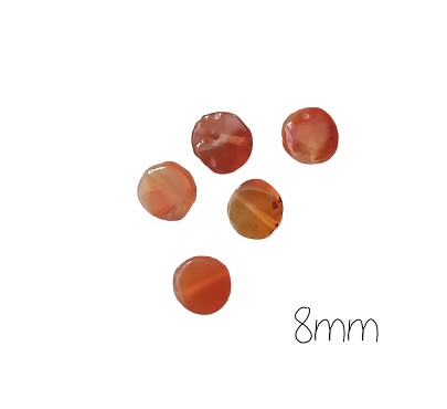 4 palets ronds de cornaline orange 8mm