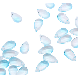 10 breloques pétale en verre transparent/bleu 7x14mm