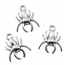 2 mini breloques araignée en métal argenté 14x17mm