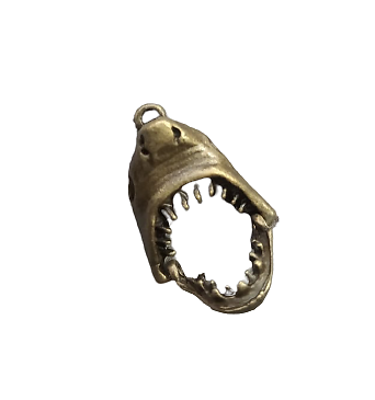 Grande breloque mobile bouche de requin en métal couleur bronze 28x30mm