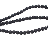 Perles rondes en pierre de lave noire