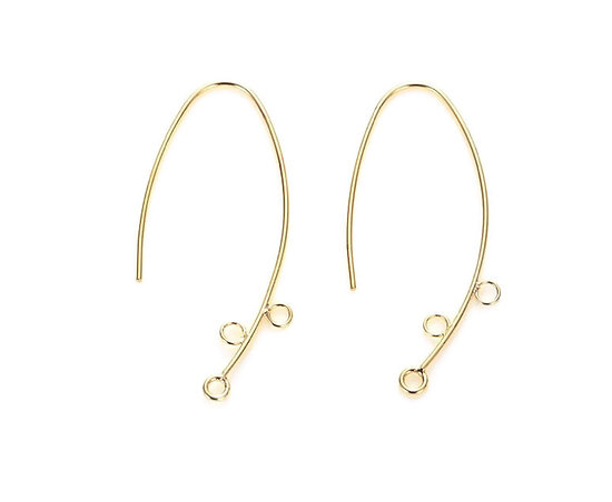 Crochets d'oreille à anneaux en métal doré 15x33mm
