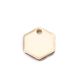 2 breloques hexagonales en métal doré 8x8mm