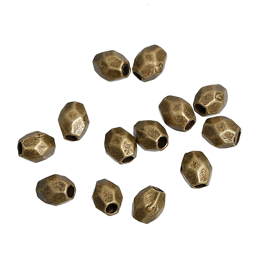20 perles olive à facettes en métal couleur bronze 4mm