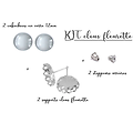 Kit pour boucles d'oreille clou en métal argenté et cabochon en verre 12mm