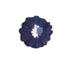 Applique fleur bleu marine en tissu 31mm
