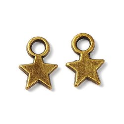 5 mini breloques étoile fine en métal couleur bronze 11x8mm