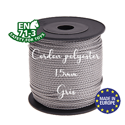 Fil / Cordon / Cordelette polyester pour attache-tétine 1,5mm - GRIS