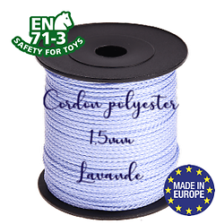 Fil / Cordon / Cordelette polyester pour attache-tétine 1,5mm - LAVANDE