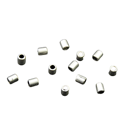 10 perles cylindriques en métal argenté 4x3mm