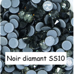 100 strass hotfix à facettes Noir Diamant - 2,7-2,9mm/SS10