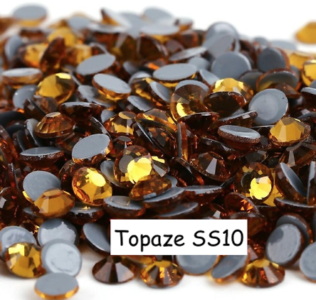 100 strass hotfix à facettes Topaze - 2,7-2,9mm/SS10
