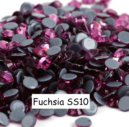 100 strass hotfix à facettes Fuchsia - 2,7-2,9mm/SS10