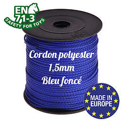 Fil / Cordon / Cordelette polyester pour attache-tétine 1,5mm - BLEU FONCÉ