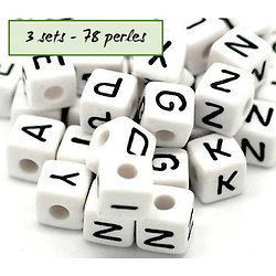 Perles alphabet - 3 sets - 78 perles en acrylique 10mm