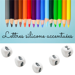 Perle lettre accentuée / alphabet en silicone sans BPA 12mm / 2mm - lettres accentuées