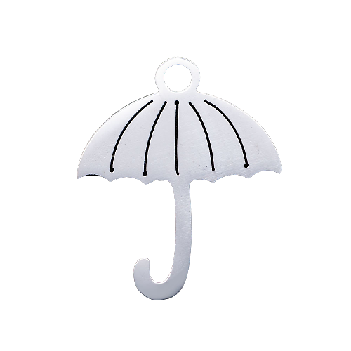 Breloque parapluie en acier inoxydable argenté 16x13mm