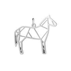 Breloque cheval en origami acier inoxydable argenté 25x30mm