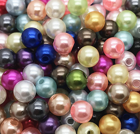 20 petites perles rondes nacrées multicolores en acrylique 4mm
