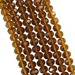 10 perles rondes en cristal de Bohème à facettes ambre 8mm
