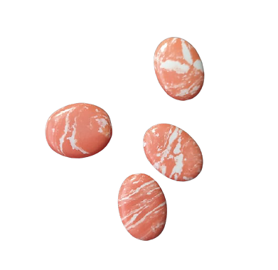 4 perles palets ovales en pierre orange marbré 13x18mm