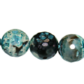 3 perles d'agate vert/bleu/brun à facettes 8mm