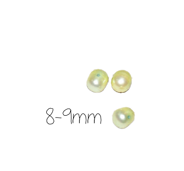 5 perles d'eau douce vert très clair 8-9mm