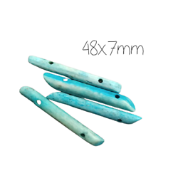 2 séparateurs deux rangs en os teinté turquoise 48x7mm
