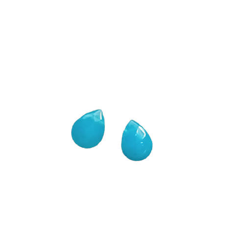 2 perles poire / goutte en agate teintée bleu turquoise 12x9mm